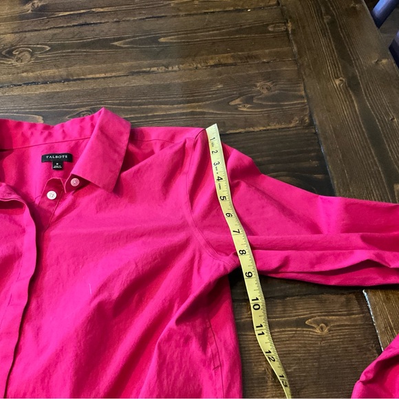 Talbots Pink Button Down Shirt with Notched Collar and Cuffed Sleeves - Picture 4 of 9
